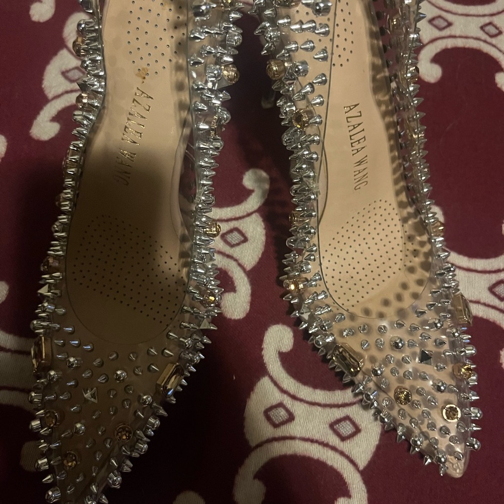 Azalea Wang Clear Heels with Silver and Gold Studs - Picture 5 of 8
